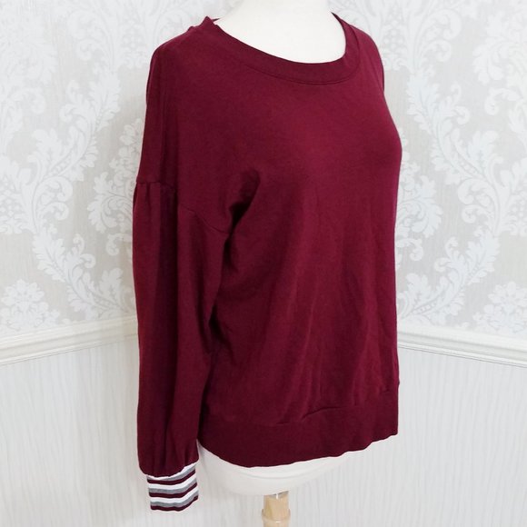 NWT Maison Jules Sporty Striped Cuff Crew Neck Sweatshirt Size Medium - Picture 3 of 5